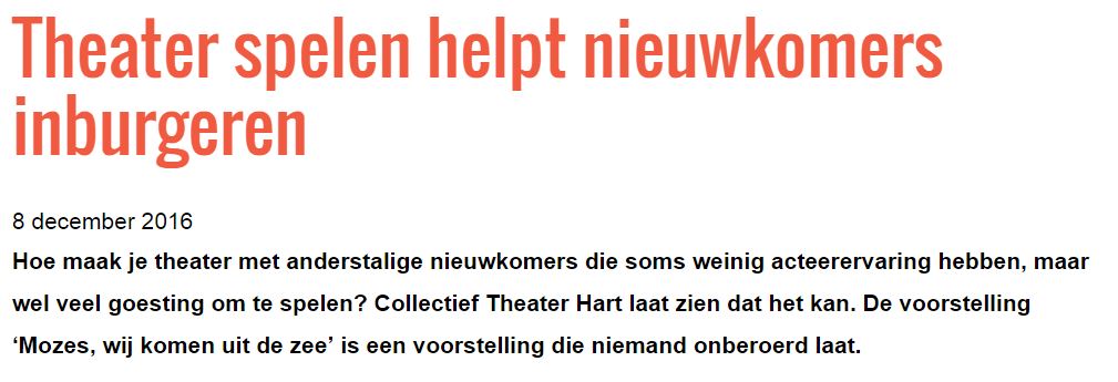 Theater spelen helpt nieuwkomers inburgeren